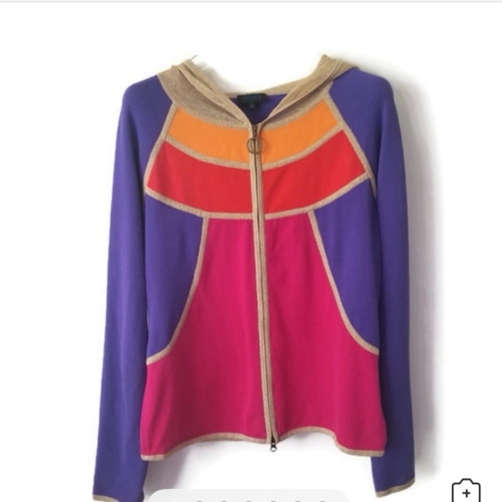 Escada Purple and Pink Colorblock Hoodie